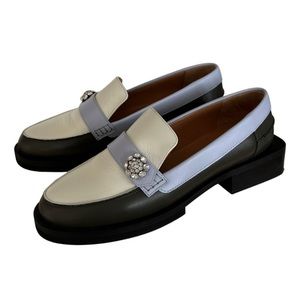 Item Sold🤍GANNI Loafers 
Color-block with Jewels
39 EU
Never Worn!